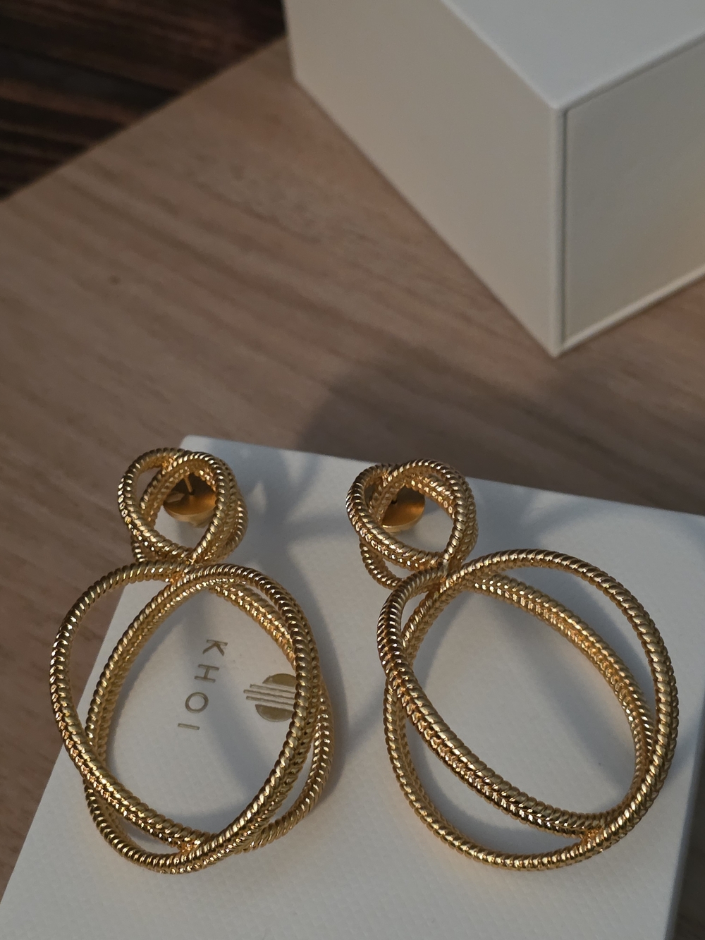Gold Twisted Loop Statement Earrings
